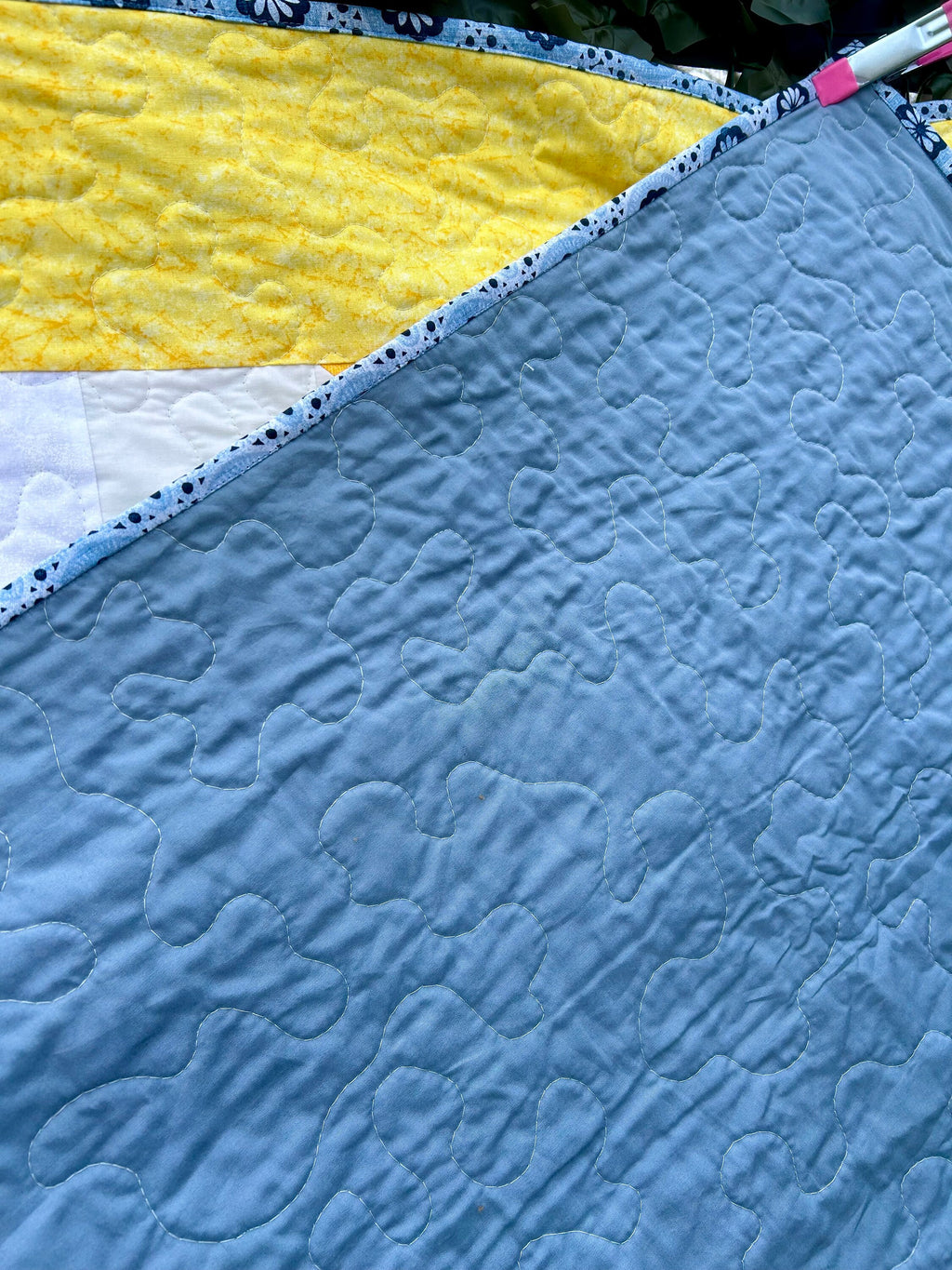 One of a Kind Handmade Baby Quilt, Yellow and Blue Quilt, Lap Quilt, Unique Newborn Gift, Baby Shower Present, Family Heirloom