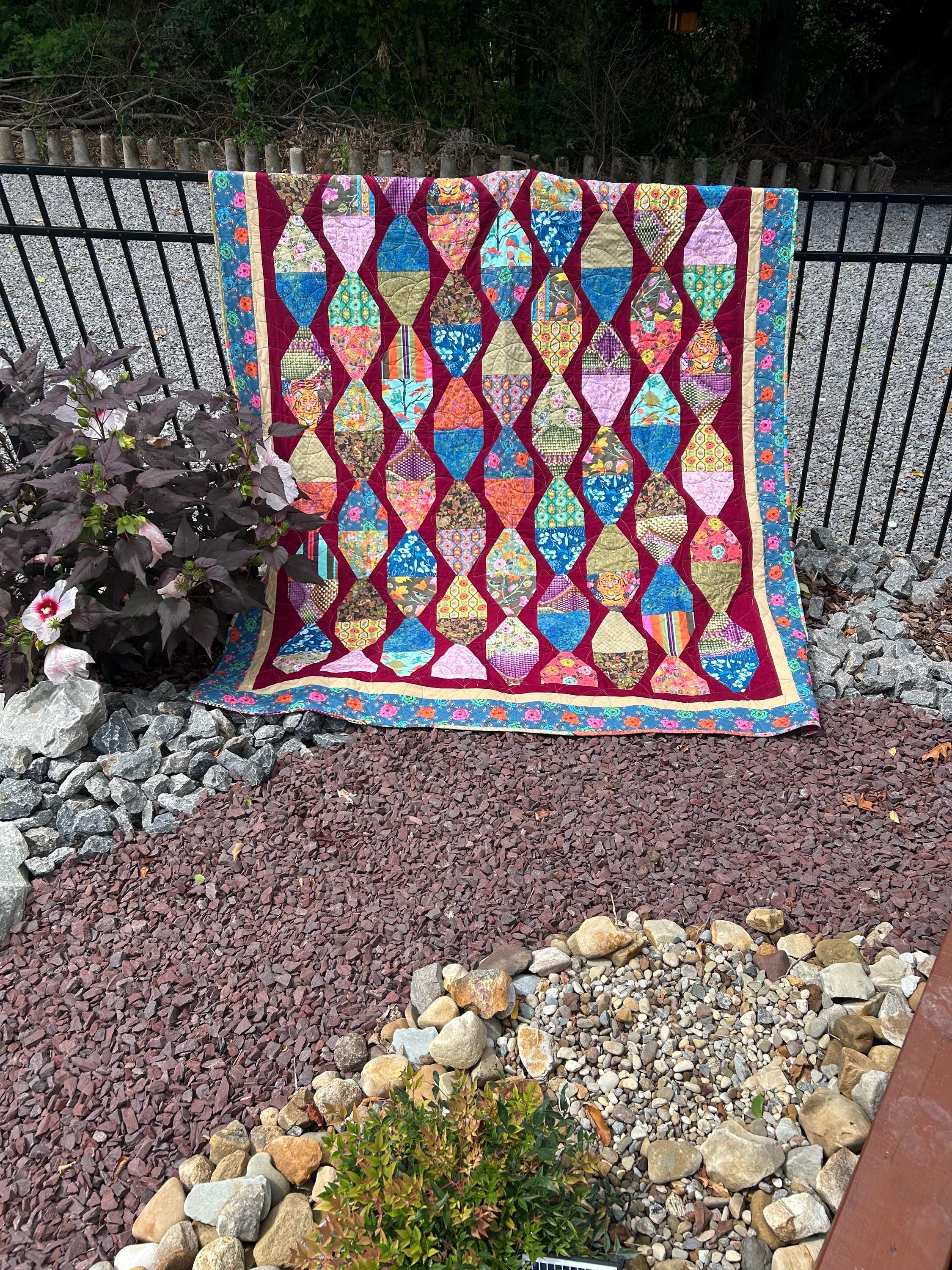 Handmade Paper Lanterns Quilt – Twin Size (72”x92”) – Cozy Quilt Design, Kindred Sketches Fabric, Ready to Ship