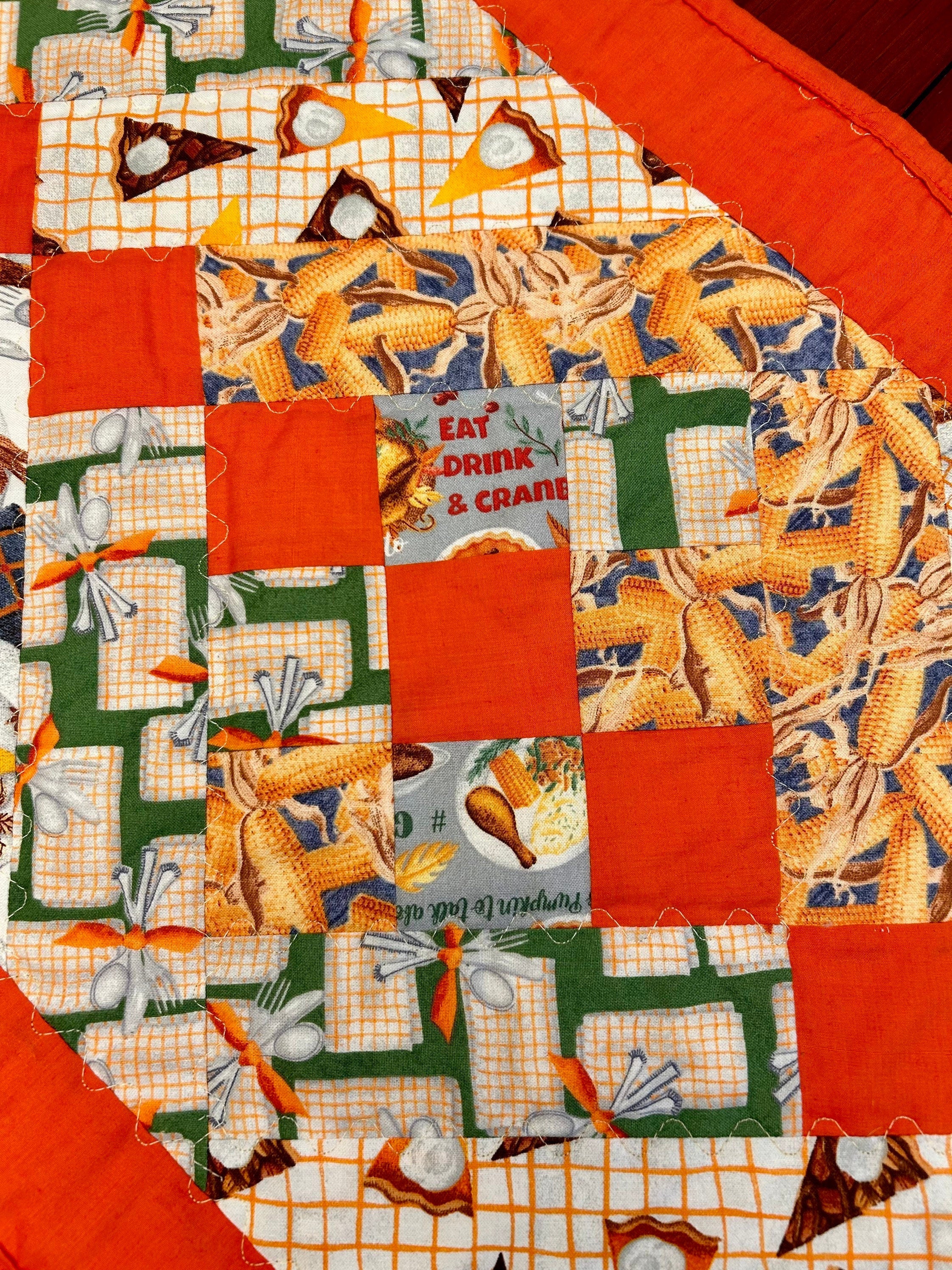 Handmade Fall Table Runner, Thanksgiving Table Runner, Quilted Table Linen, Orange Home Decor, Autumn Tablescape, Holiday Table