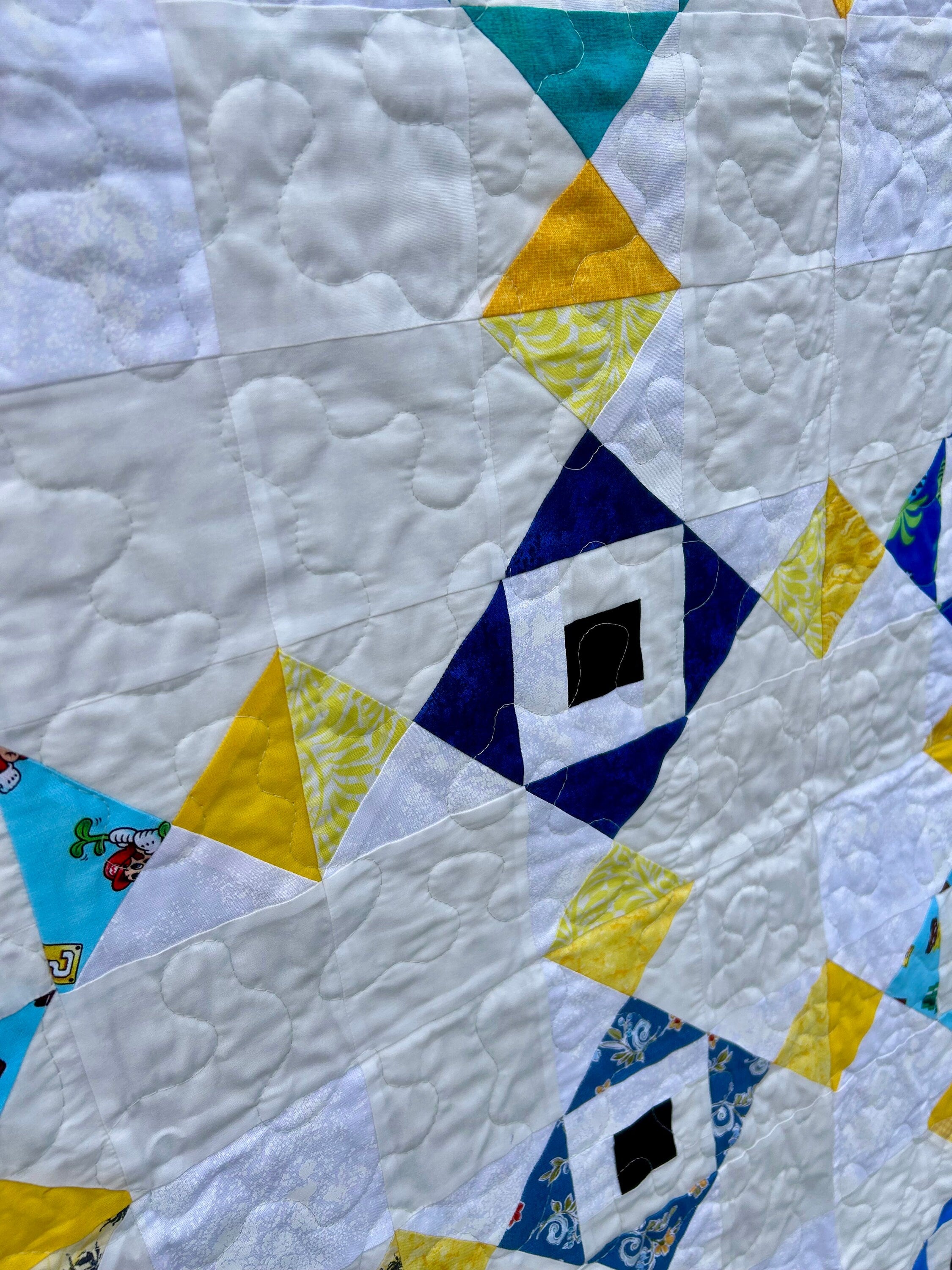 One of a Kind Handmade Baby Quilt, Yellow and Blue Quilt, Lap Quilt, Unique Newborn Gift, Baby Shower Present, Family Heirloom