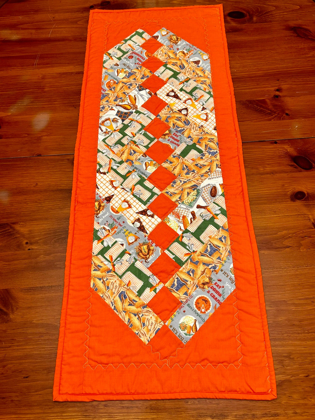 Handmade Fall Table Runner, Thanksgiving Table Runner, Quilted Table Linen, Orange Home Decor, Autumn Tablescape, Holiday Table