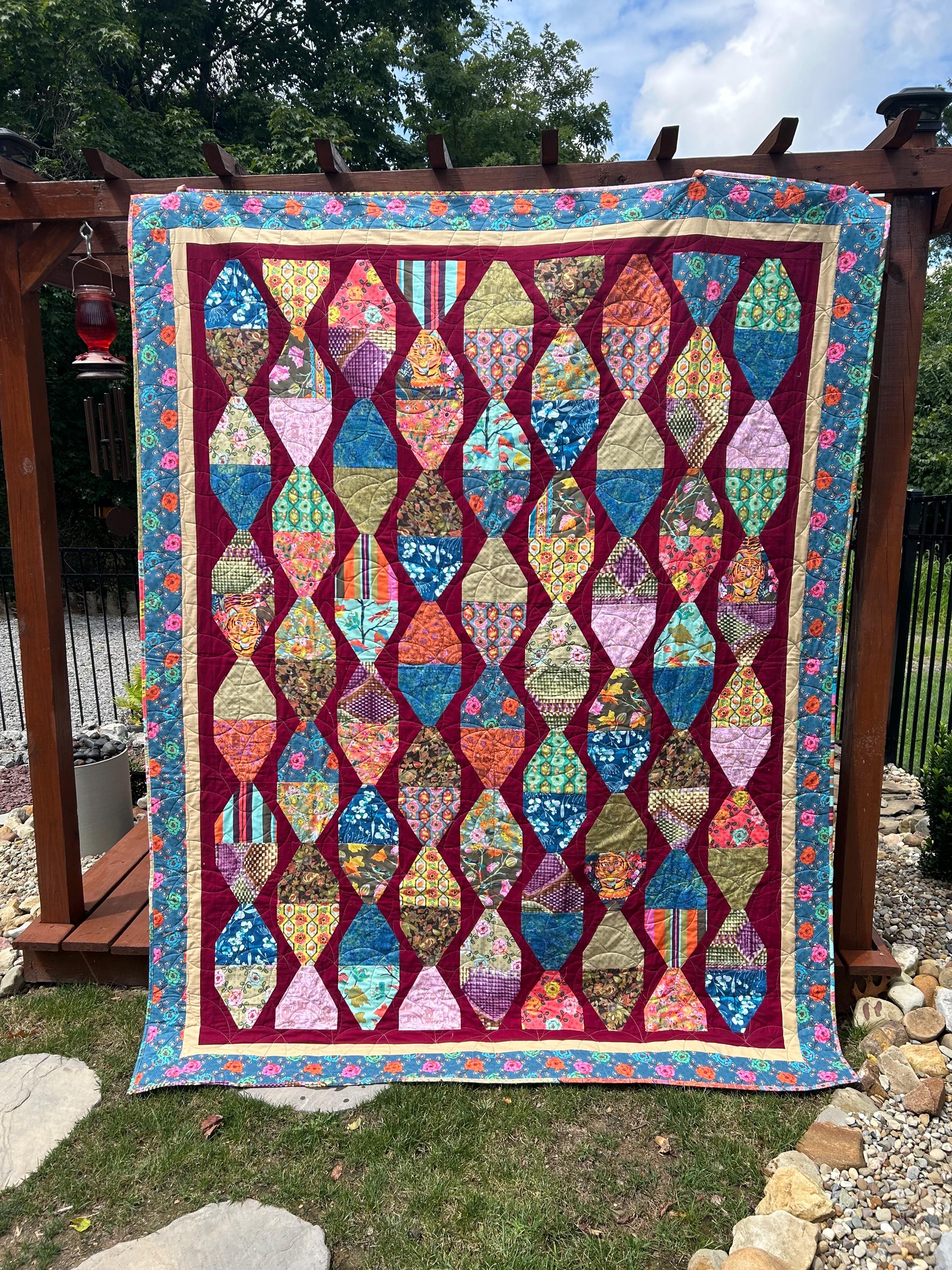 Handmade Paper Lanterns Quilt – Twin Size (72”x92”) – Cozy Quilt Design, Kindred Sketches Fabric, Ready to Ship