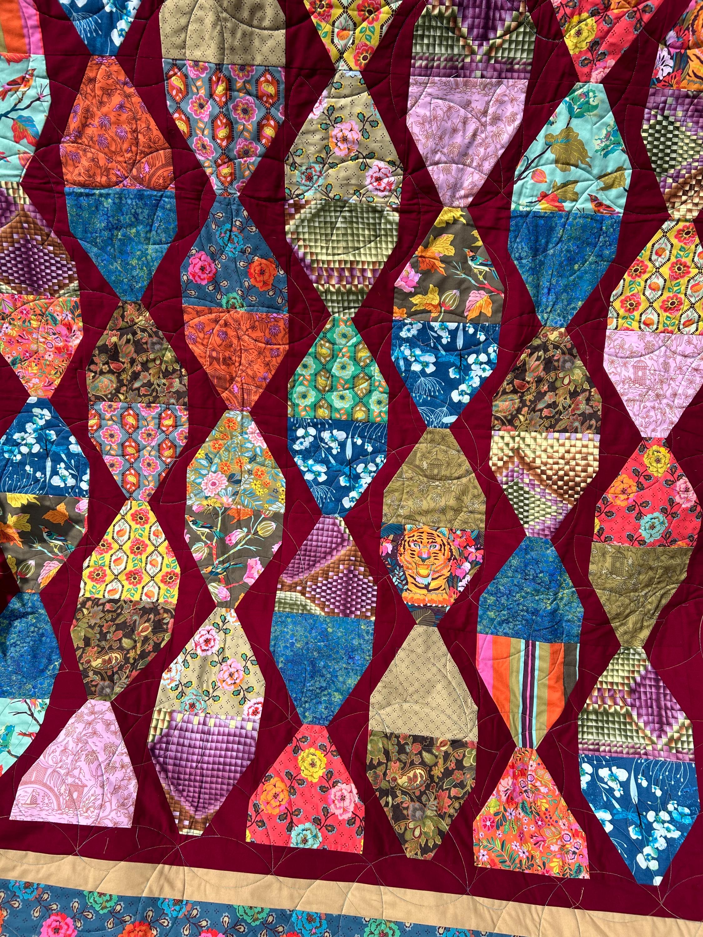 Handmade Paper Lanterns Quilt – Twin Size (72”x92”) – Cozy Quilt Design, Kindred Sketches Fabric, Ready to Ship