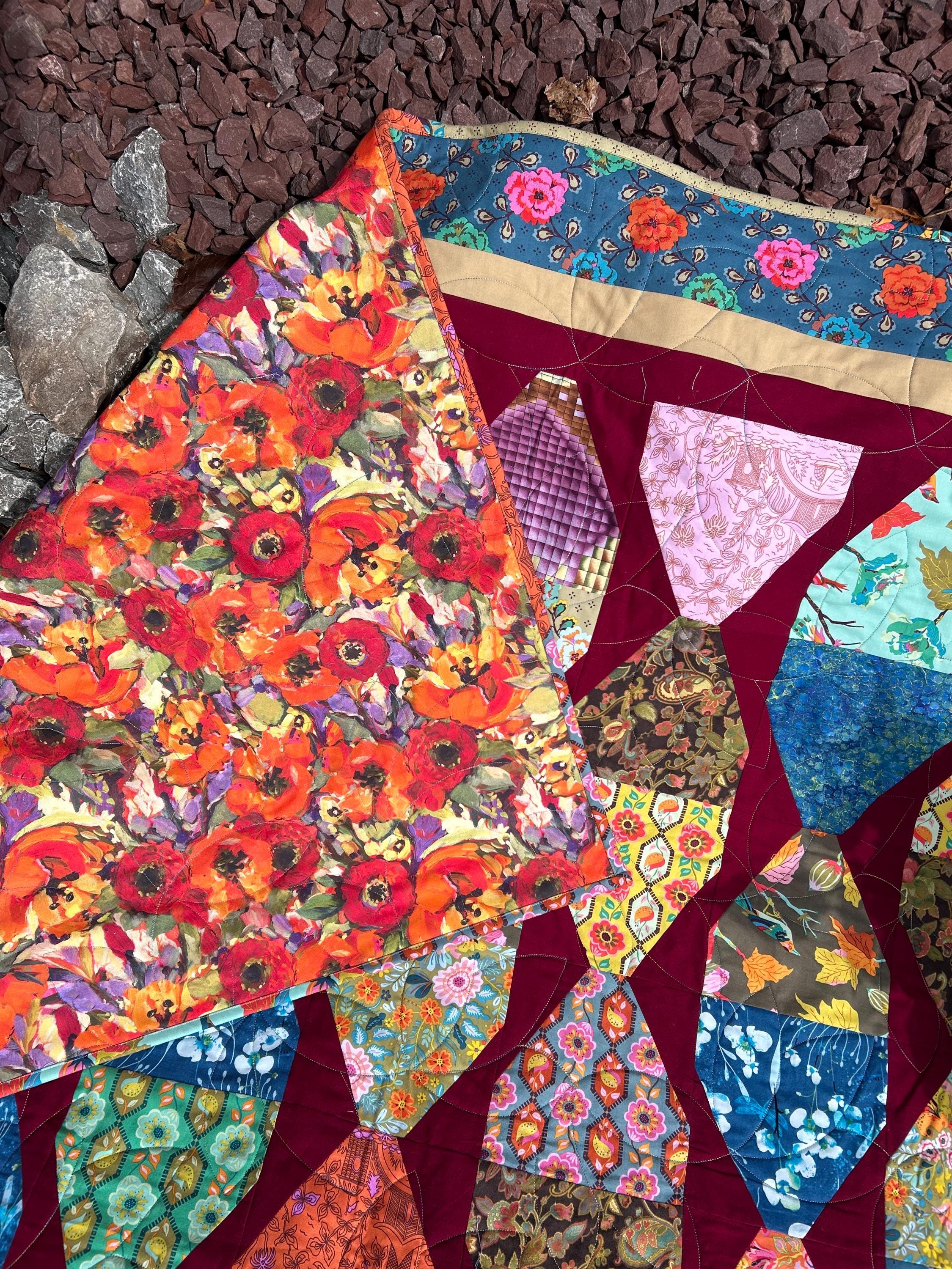 Handmade Paper Lanterns Quilt – Twin Size (72”x92”) – Cozy Quilt Design, Kindred Sketches Fabric, Ready to Ship