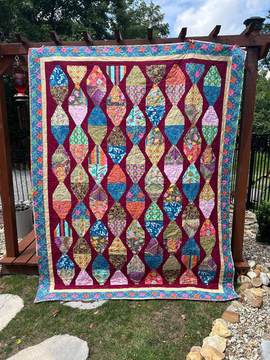 Handmade Paper Lanterns Quilt – Twin Size (72”x92”) – Cozy Quilt Design, Kindred Sketches Fabric, Ready to Ship